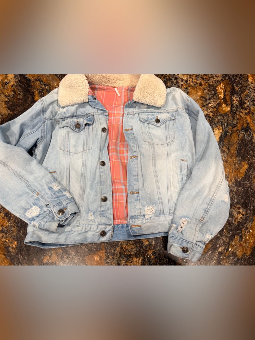 Free people Denim Jacket with Sherpa Collar